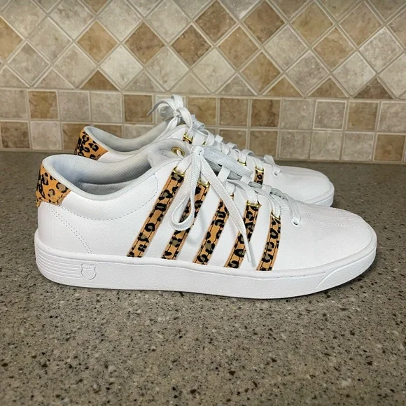 K Swiss Women’s Court Pro II Court White/Leopard Sneaker Size 11 - Picture 3 of 9